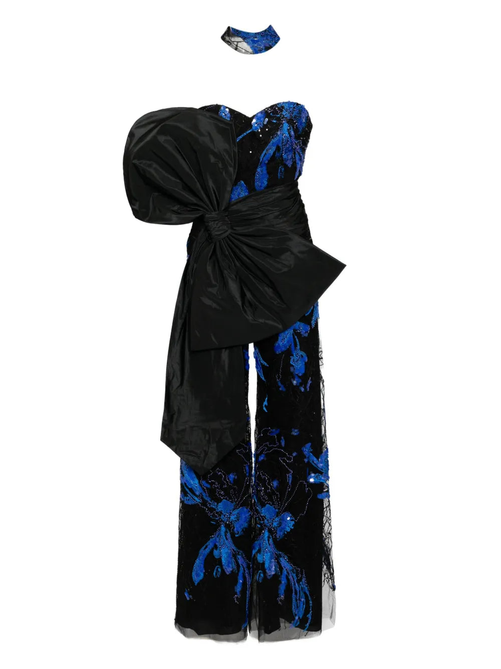 EMBROIDERED STRAPLESS JUMPSUIT