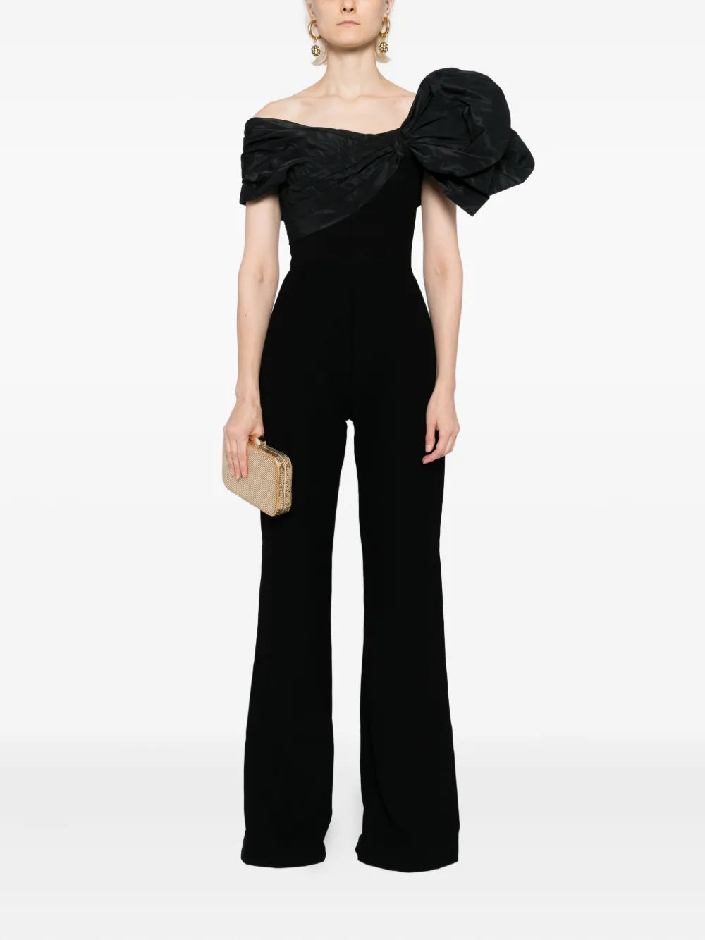 DRAPED BOW JUMPSUIT