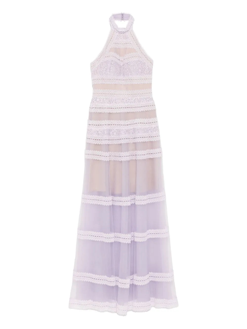 LACE STRIPED LONG DRESS