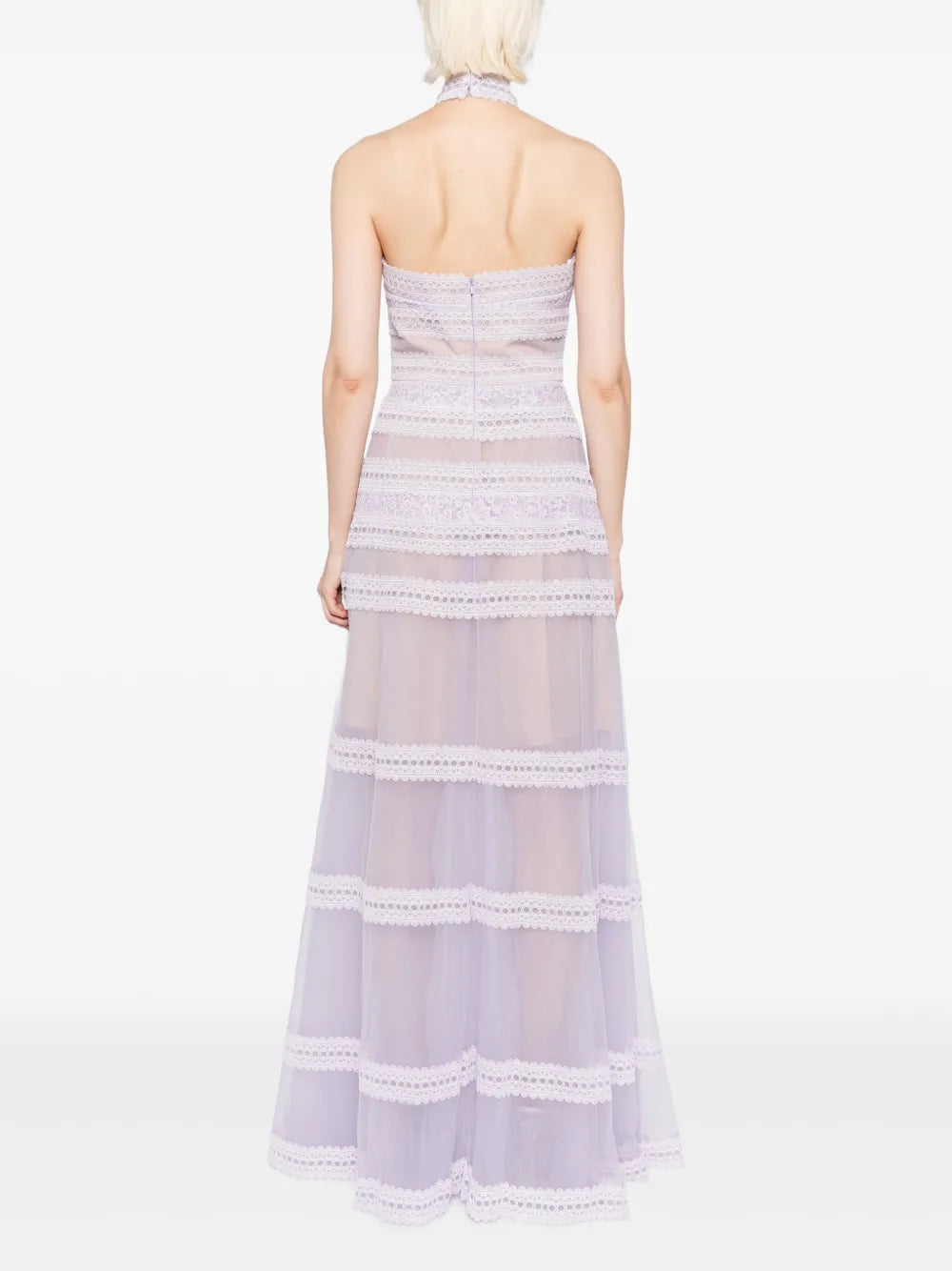 LACE STRIPED LONG DRESS