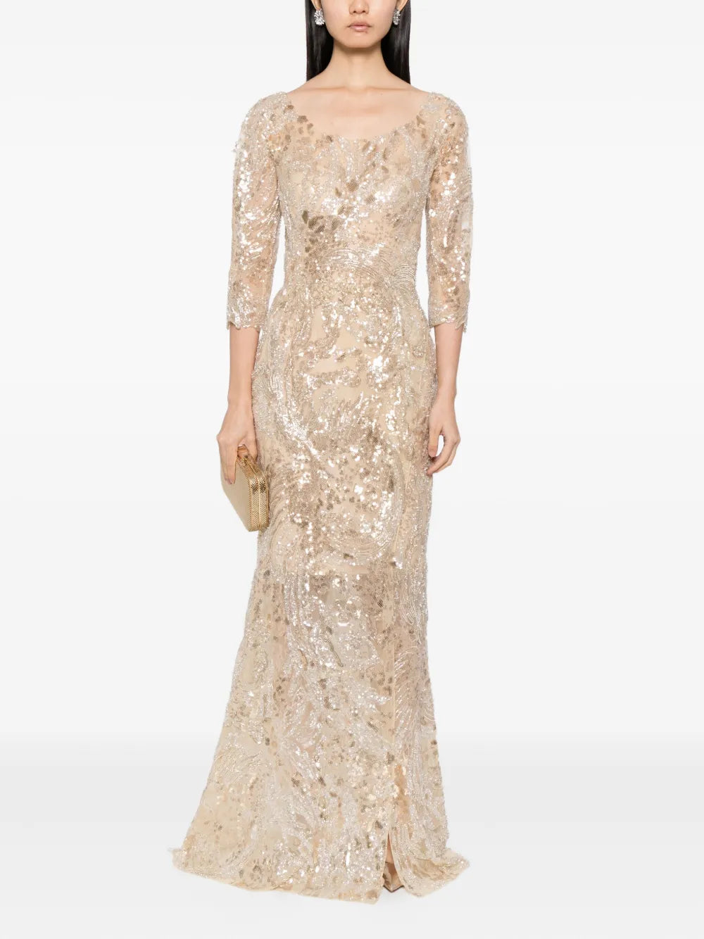 EMBROIDERED LONG DRESS WITH OVERSKIRT