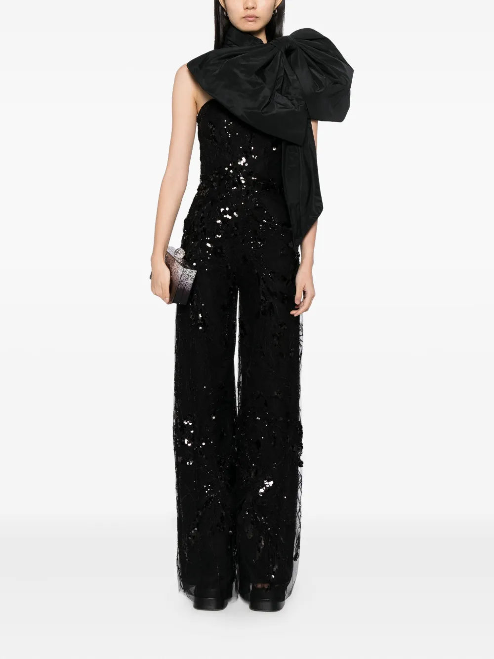 EMBROIDERED STRAPLESS JUMPSUIT