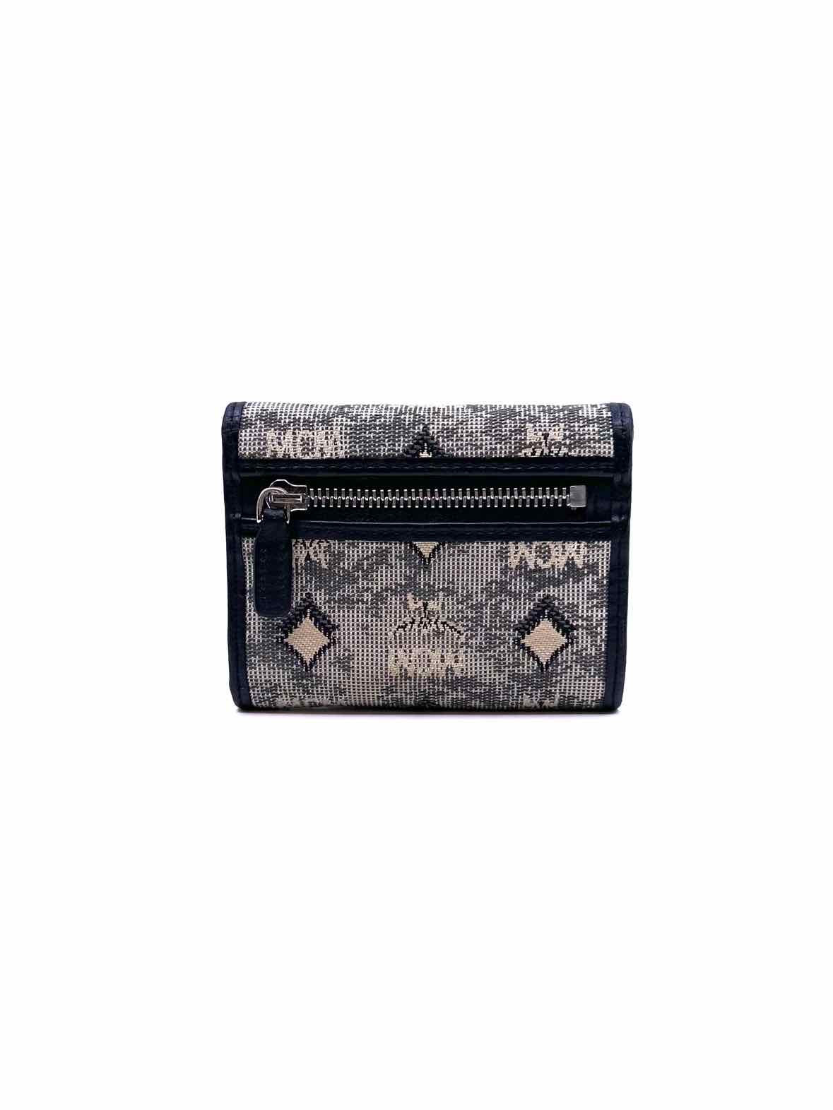 MCM Black, Cream Canvas Monogram Wallet