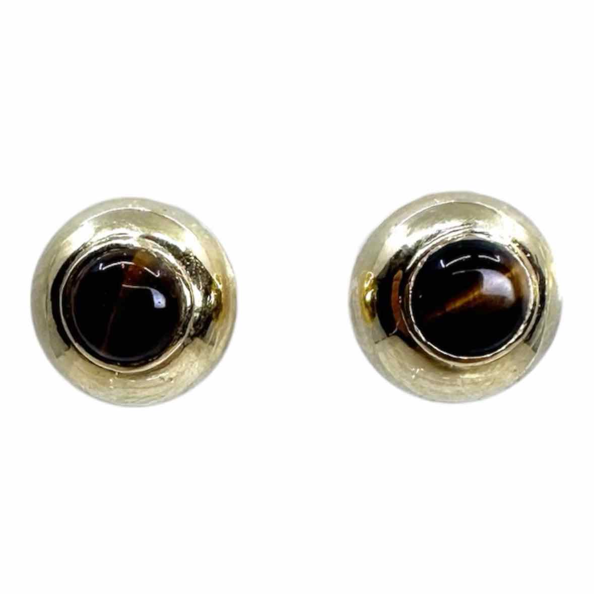 14K Tiger Eye Pierced Earrings