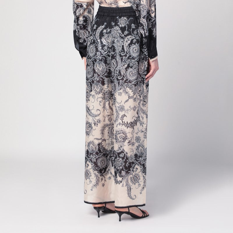 Cream Rhiannon trousers with fantasy print