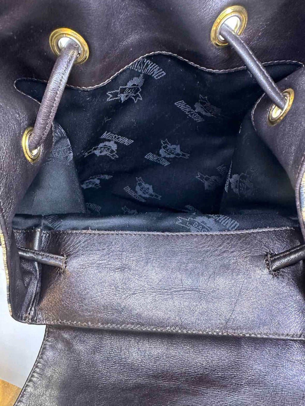 MOSCHINO Brown, Camel Nylon Cheetah print Backpack