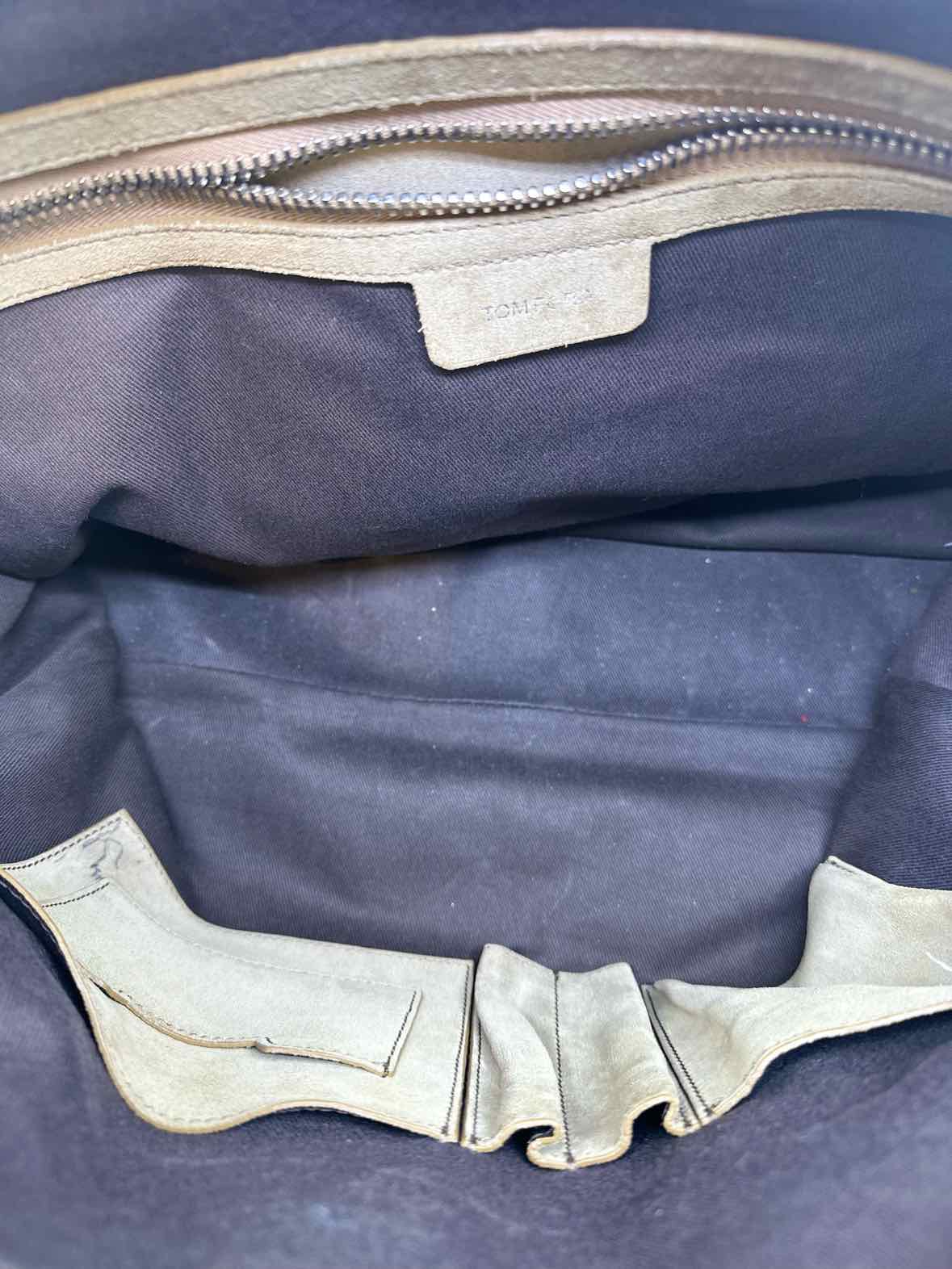 TOM FORD Beige Suede Solid Briefcase