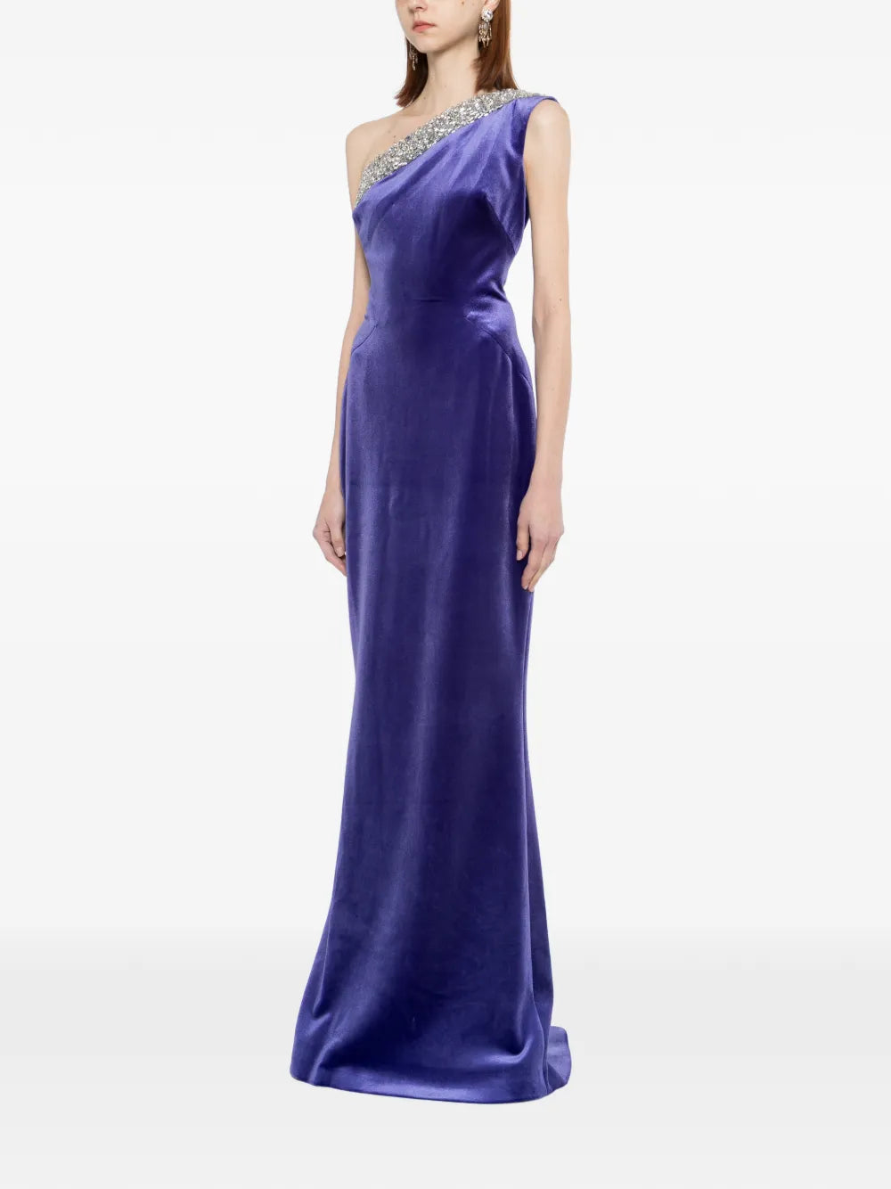 Crystal Embellished One-Shoulder Dress