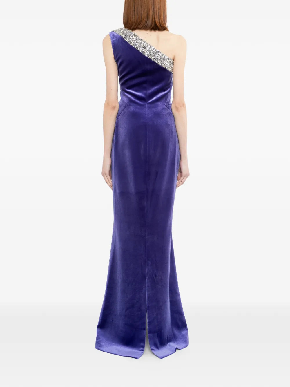 Crystal Embellished One-Shoulder Dress
