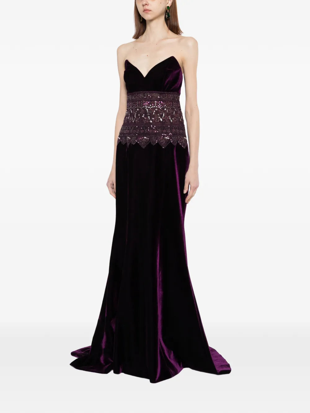 Strapless Dress with Embroidered Detailing