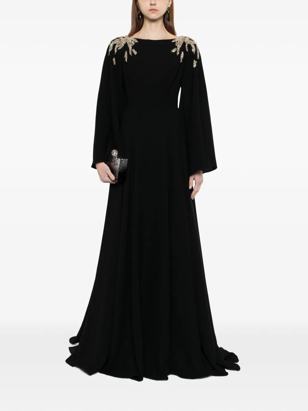 Embellished crepe kaftan