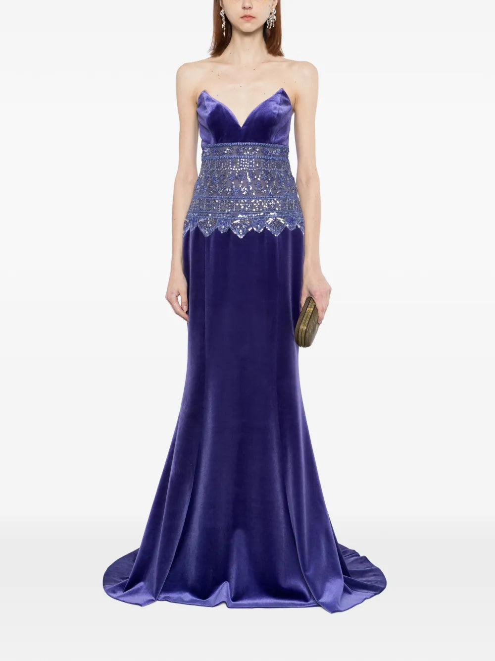 Strapless Dress with Embroidered Detailing
