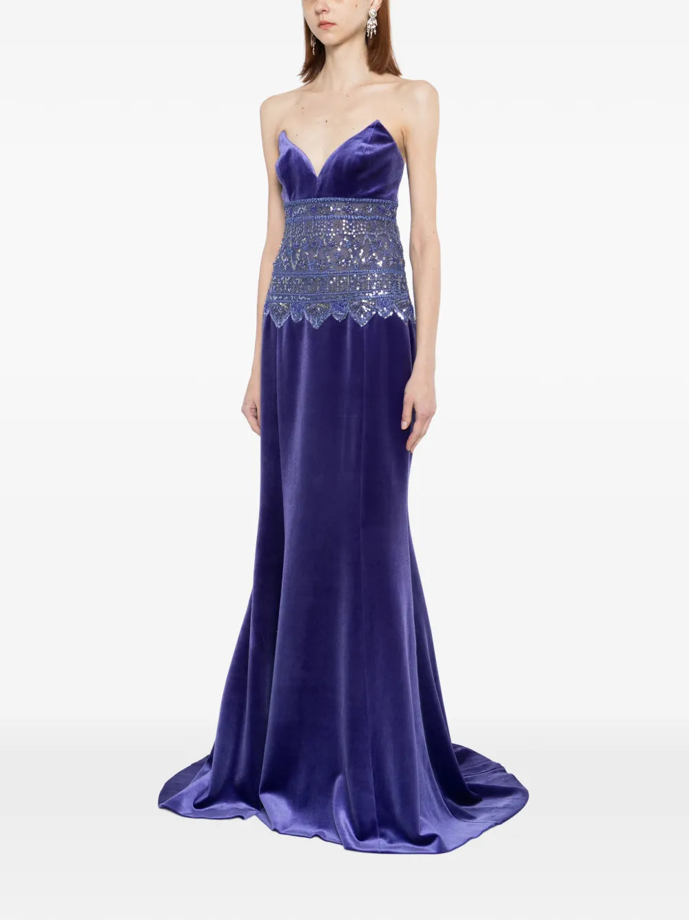 Strapless Dress with Embroidered Detailing
