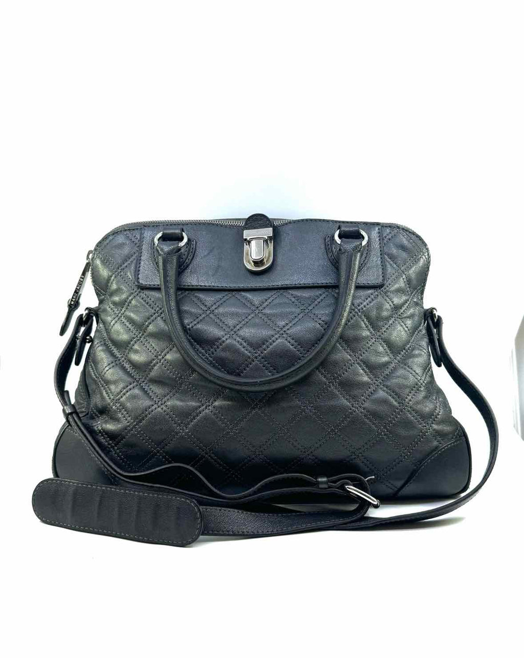 MARC JACOBS Gunmetal Leather Quilted Handbag
