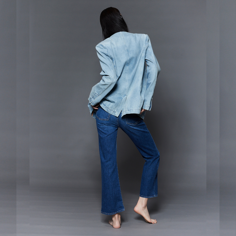 3x1 Empire Crop Flare Jeans - Lake Blue