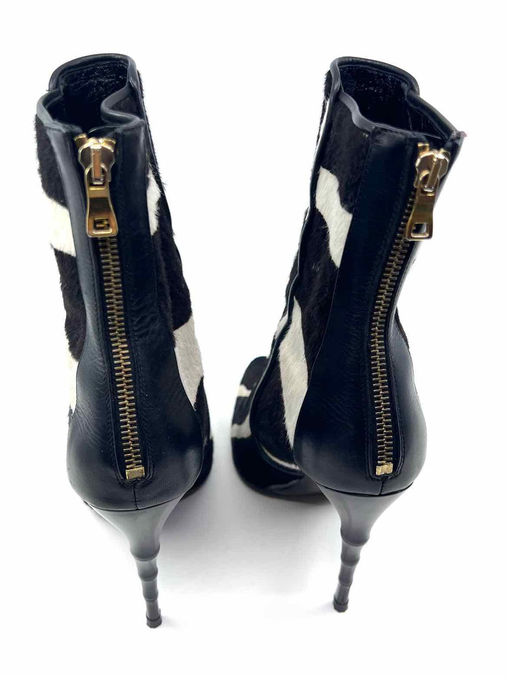 BALMAIN Black & White Animal Print Ankle Boot | 7.5