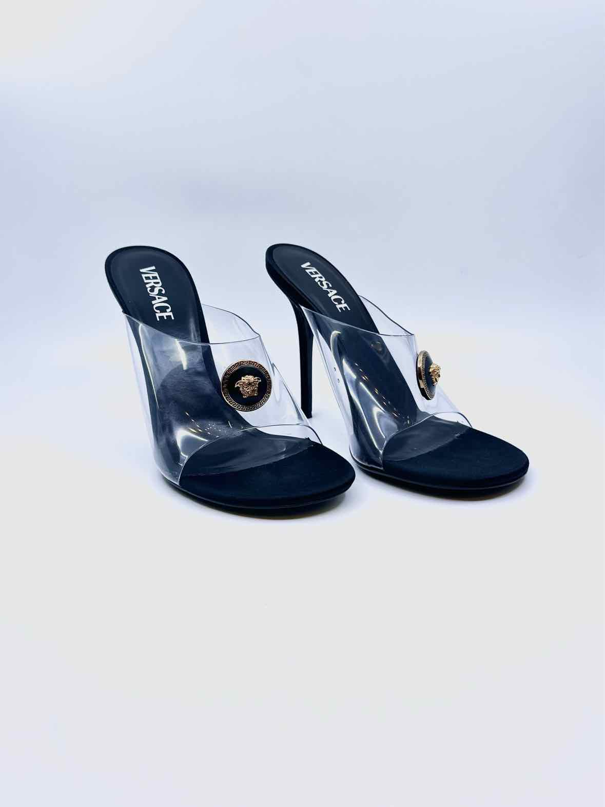 VERSACE Size 10 Black Solid Mules