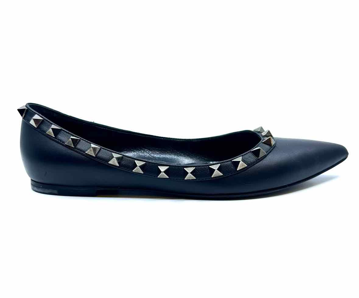 VALENTINO Rockstud Size 4.5 Black Leather Studs Flats
