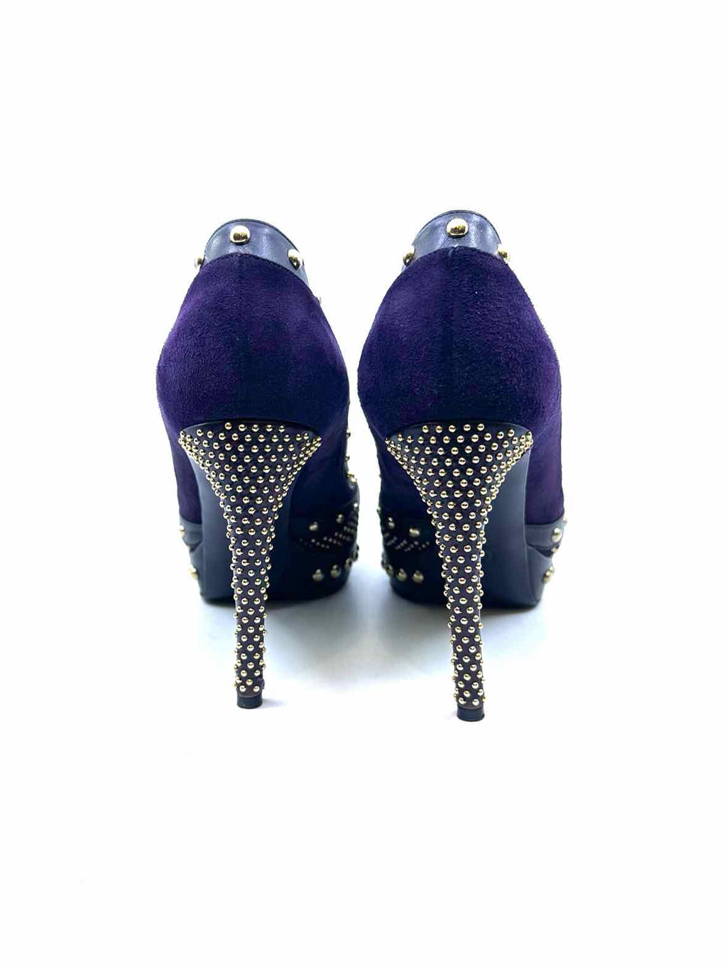 ALEXANDER MCQUEEN Size 9 Purple Suede, Leather Studs Pumps