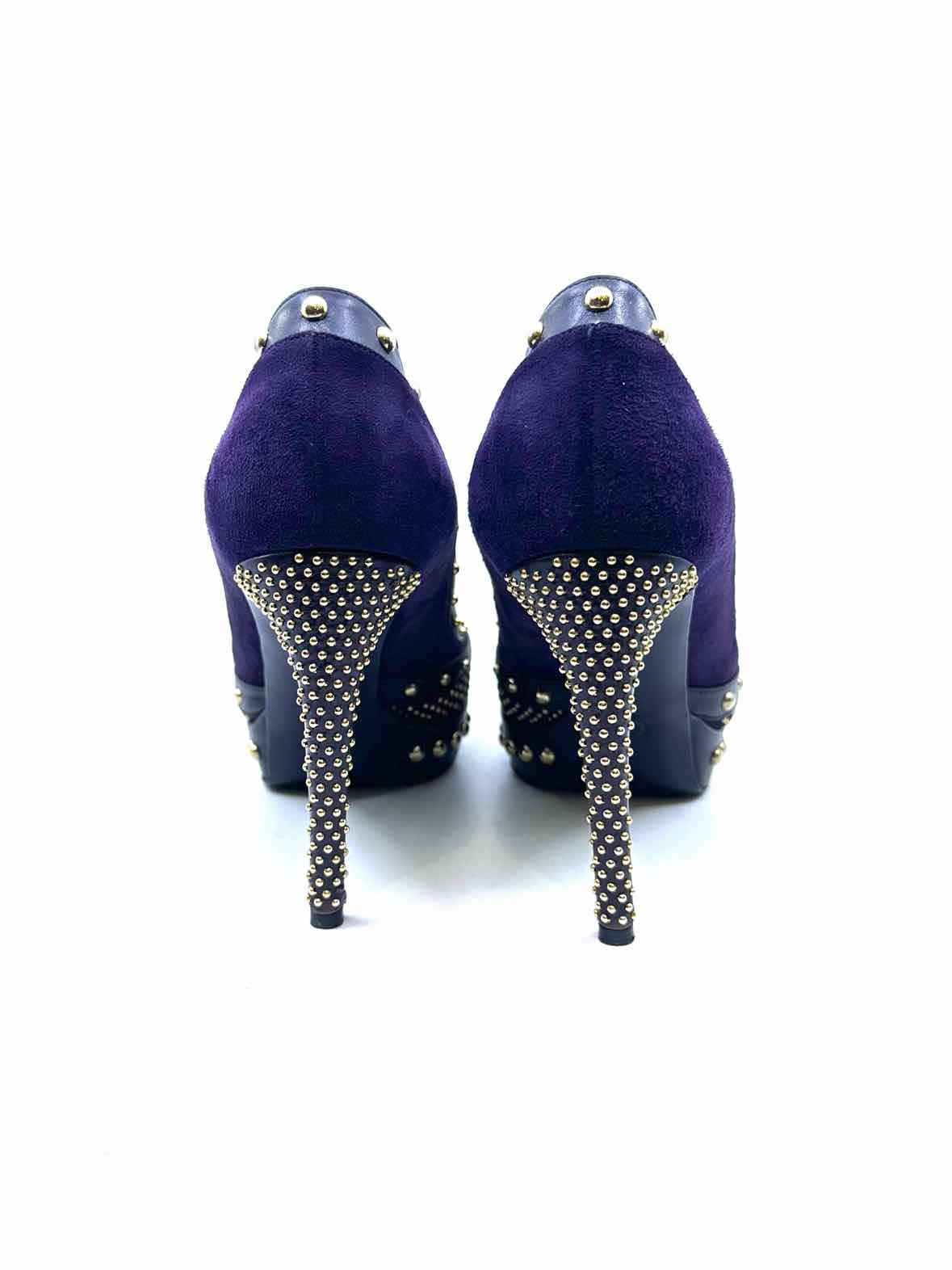 ALEXANDER MCQUEEN Size 9 Purple Suede, Leather Studs Pumps