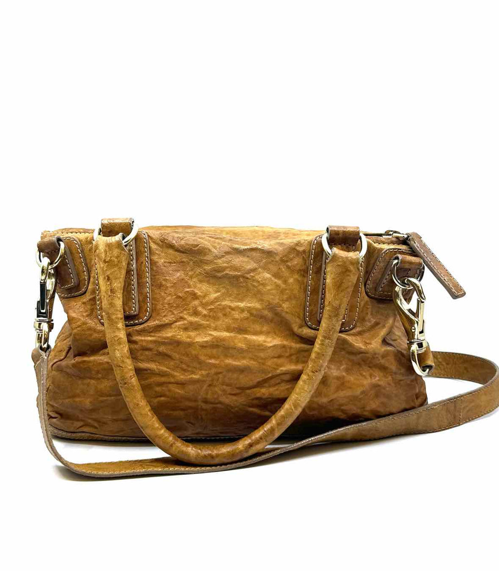 GIVENCHY Caramel Leather Crinkled Handbag