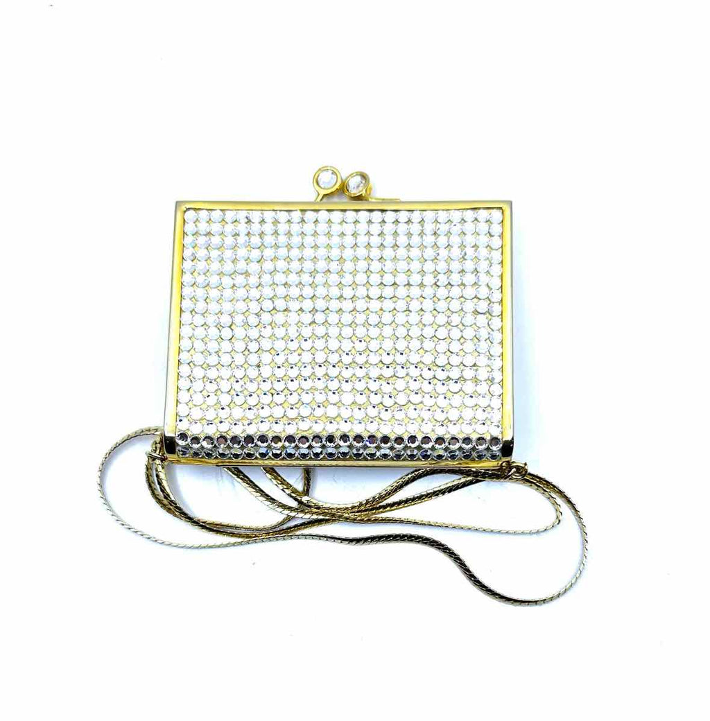 JUDITH LEIBER Silver, Gold Crystal Solid Evening Bag