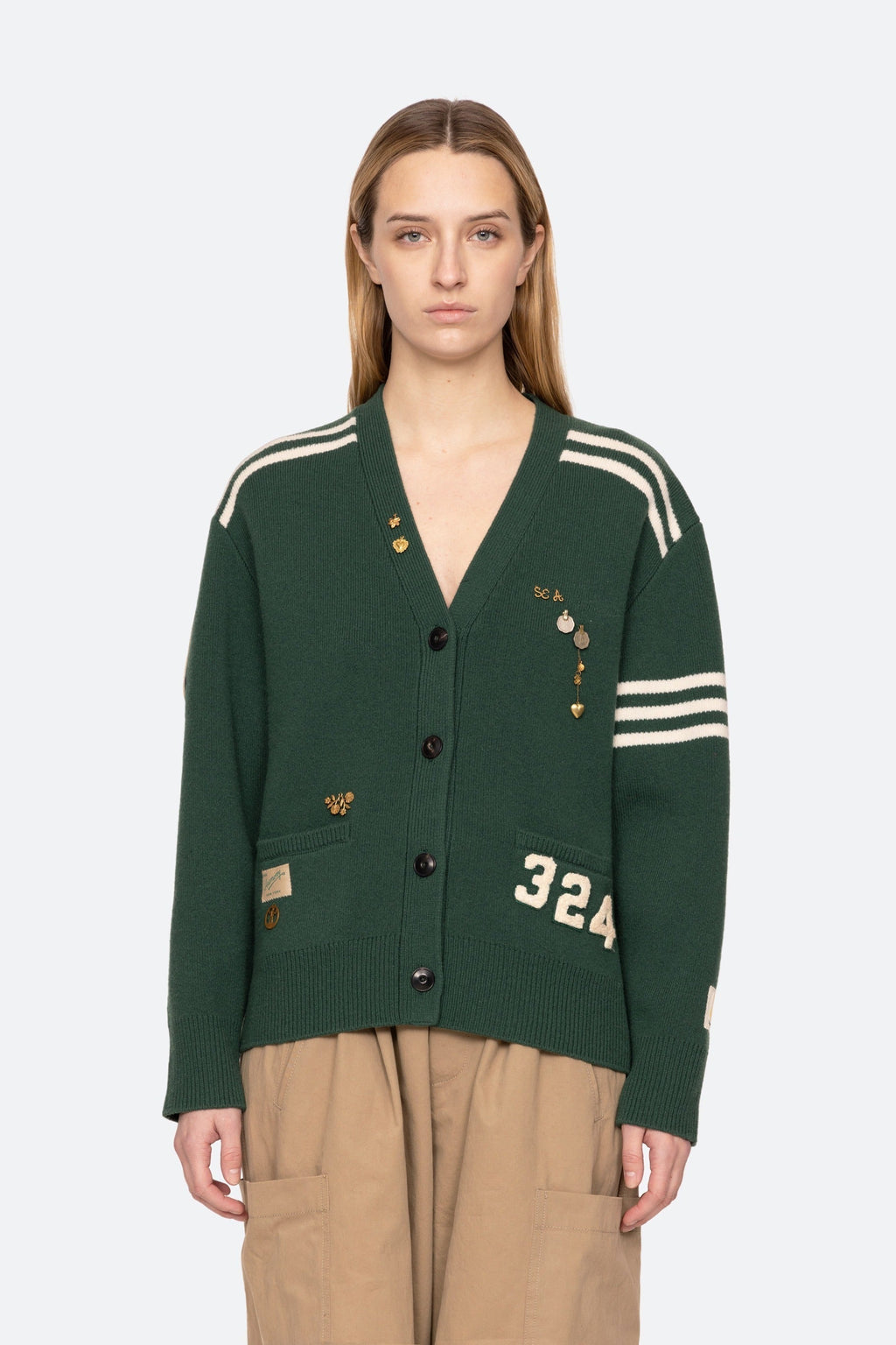 SEA NEW YORK ARTHER VARSITY KNIT CARDIGAN
