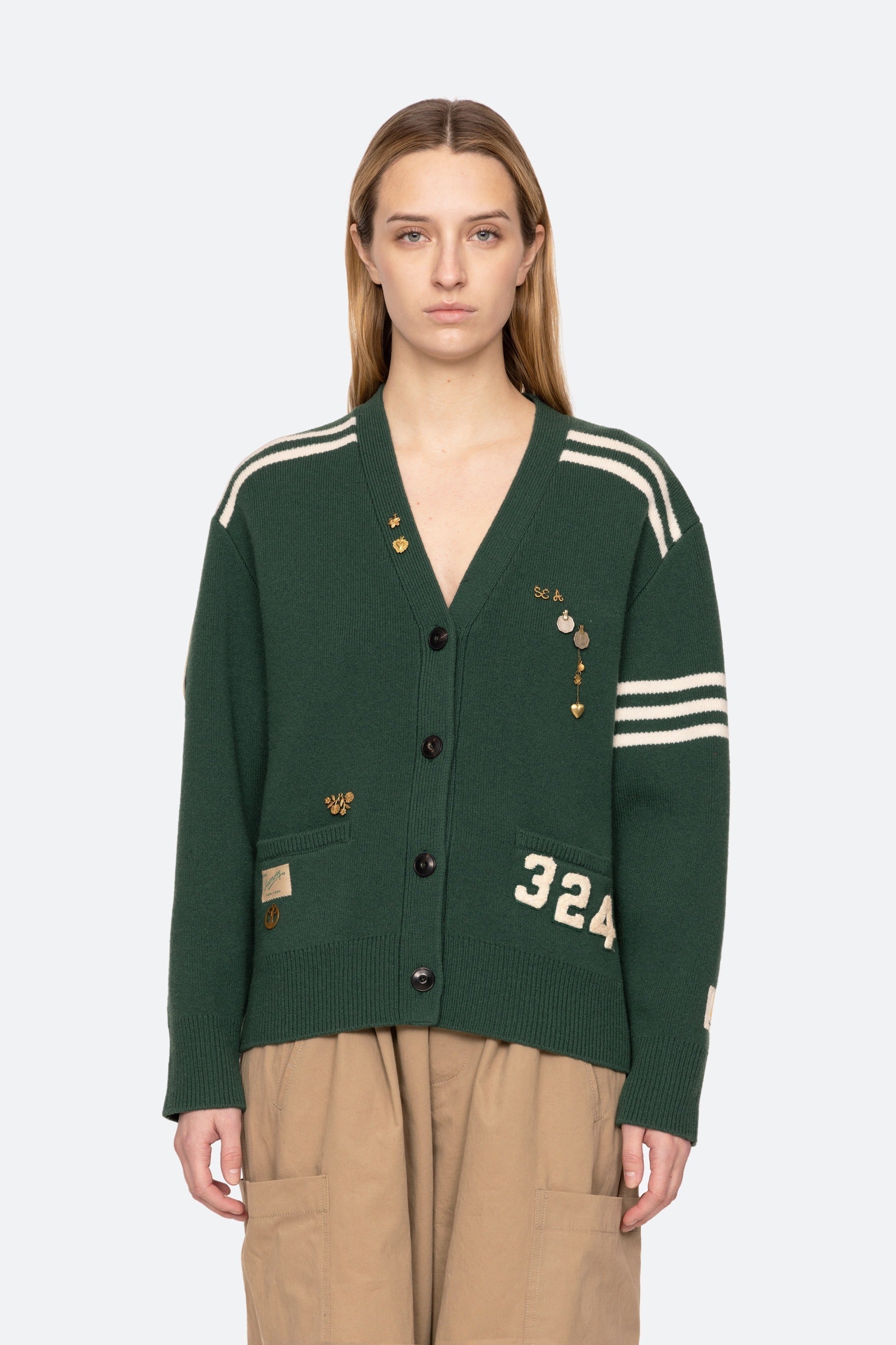 SEA NEW YORK ARTHER VARSITY KNIT CARDIGAN