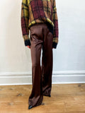 Square satin pant in coffee