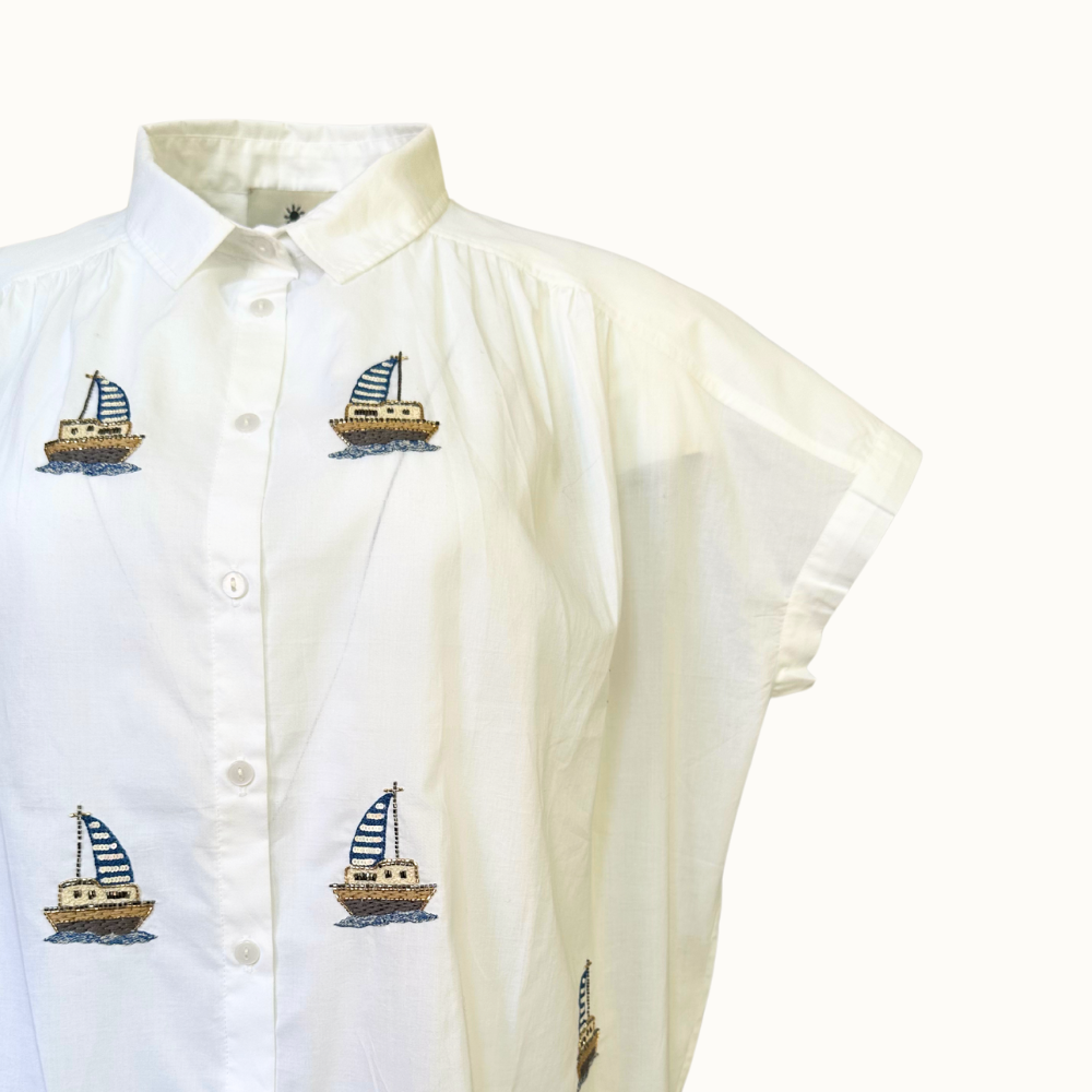 Citrus Boat Top - White/Blue