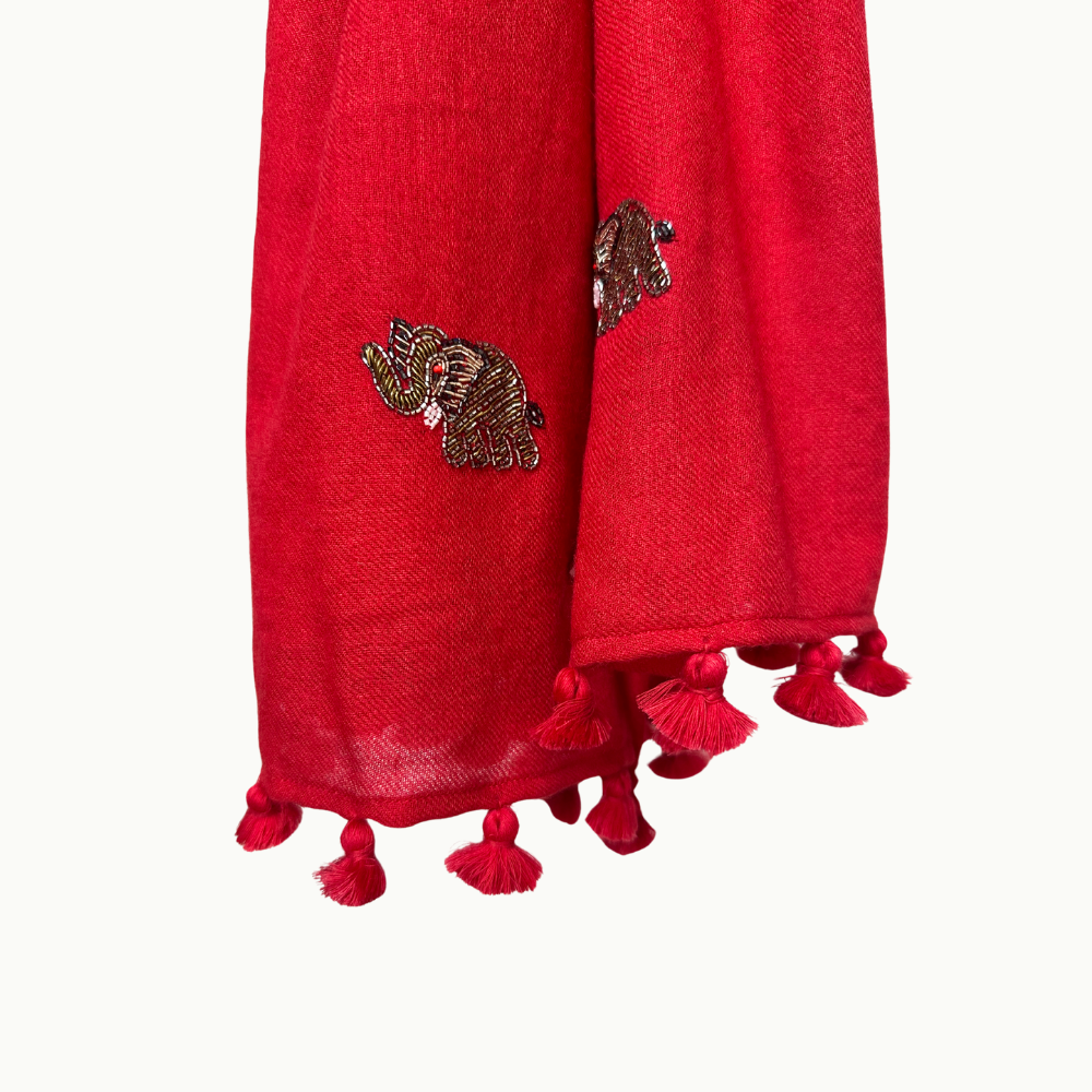 Citrus Red Elephant Scarf