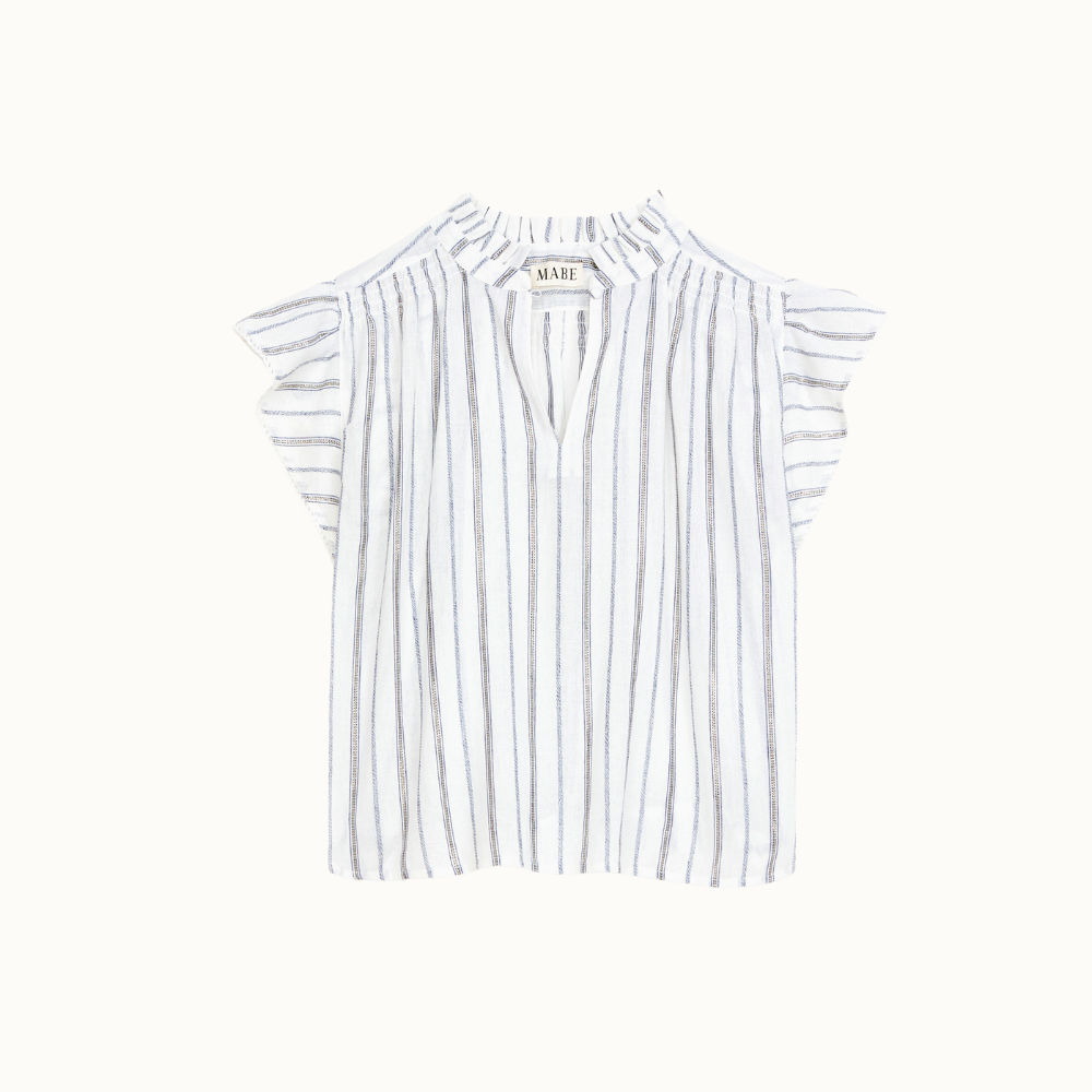 M.A.B.E Alma S/S Top - Ecru Stripe
