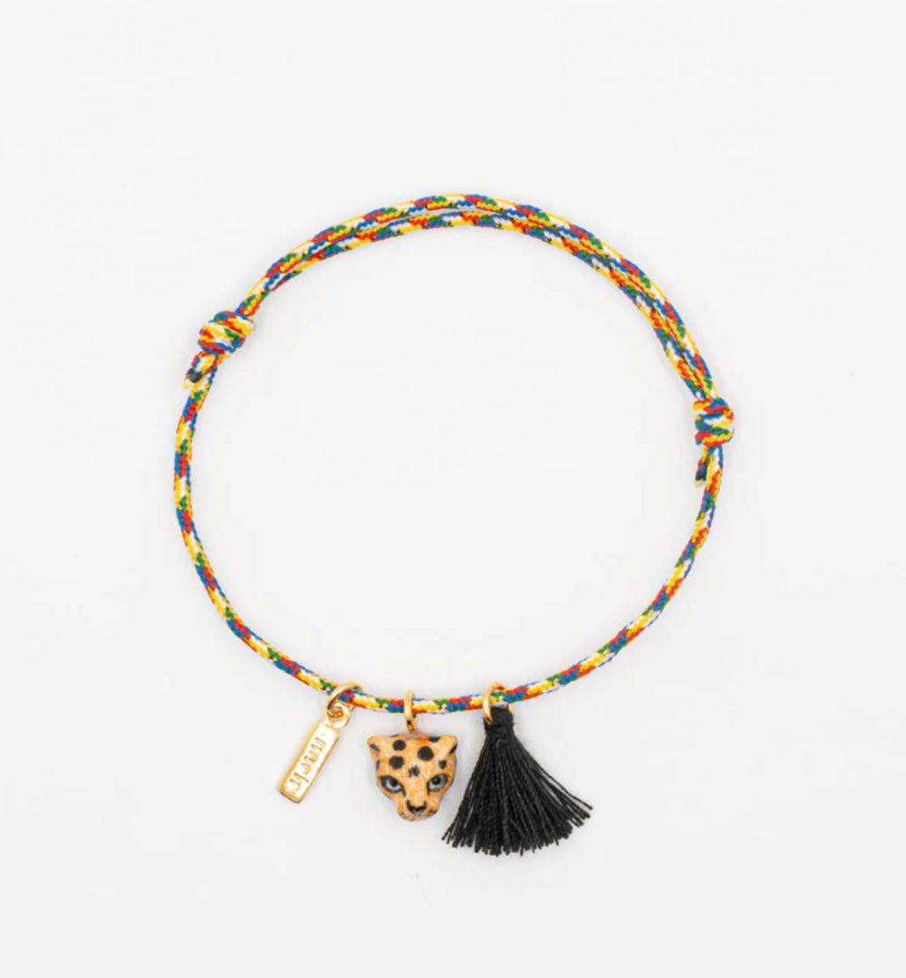 Nach Leopard Head Pompom Bracelet