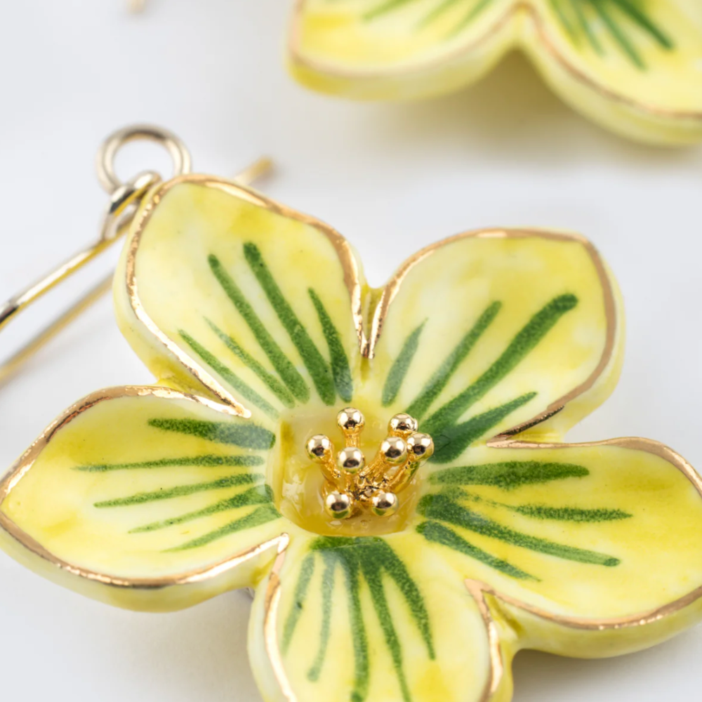 Nach Yellow Flower Pendant Earrings