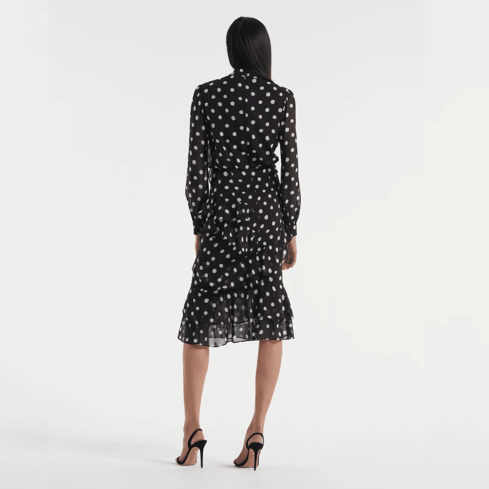 Saloni Isa Ruffle Dress - Mono Dot