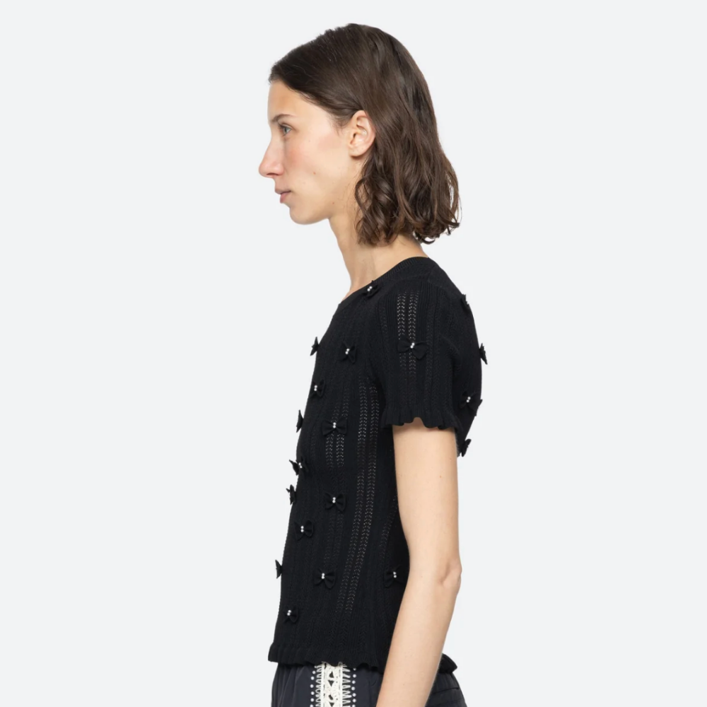 Sea NY Alberta Pearl Knit Tee - Black
