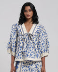 Viam Sahara Printed Blouse in Blue