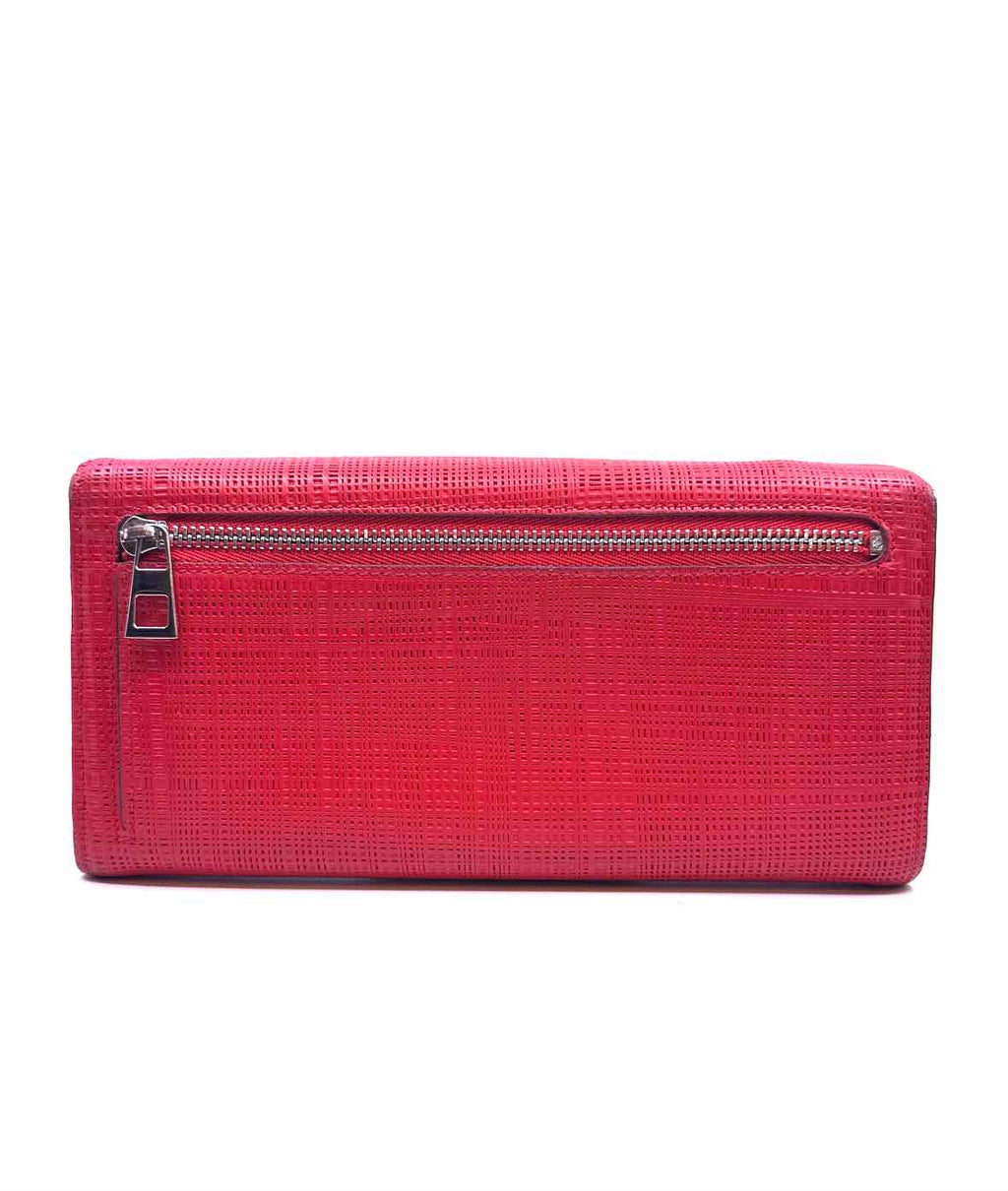 LOEWE Continental Red Leather Hatched Wallet