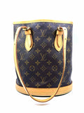 LOUIS VUITTON Petit Bucket Brown Coated canvas Monogram Handbag