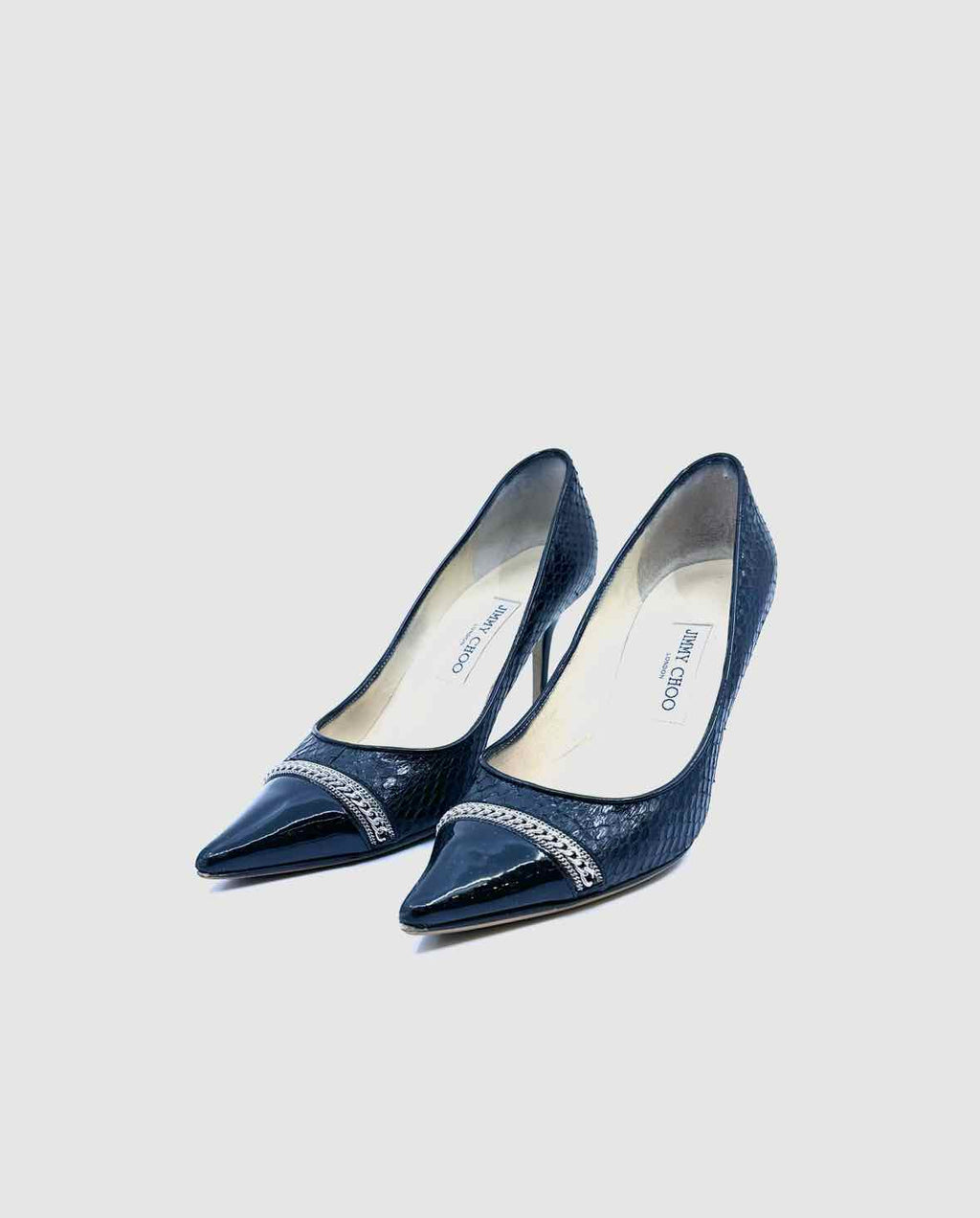 JIMMY CHOO Size 9 Black Snakeskin Solid Pumps
