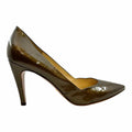 PRADA Size 9.5 Taupe Patent Leather Pumps
