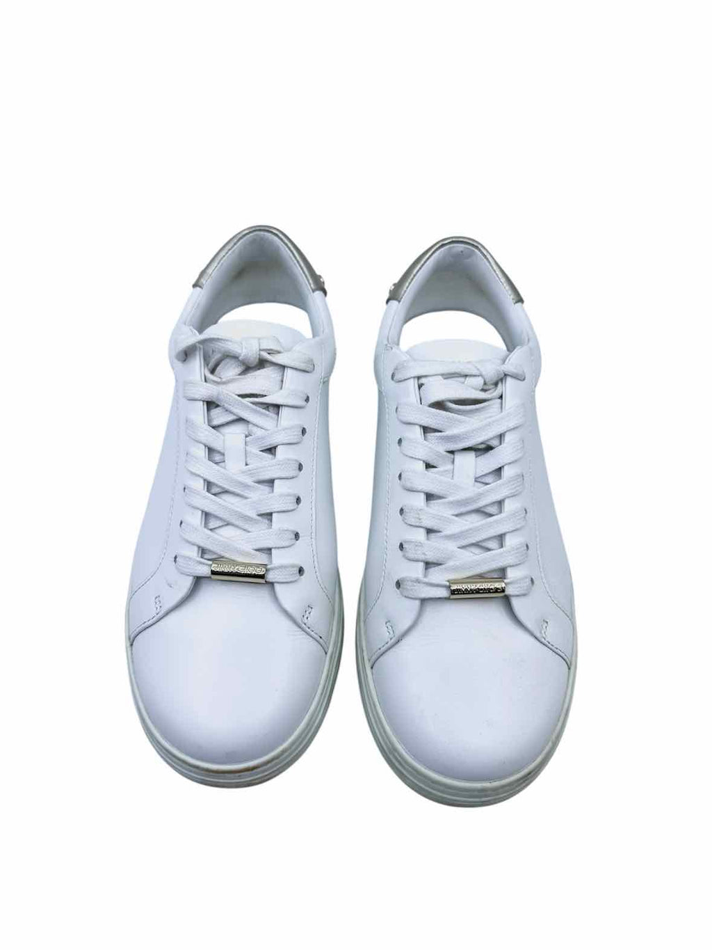 JIMMY CHOO Size 7.5 White Leather Solid Sneakers