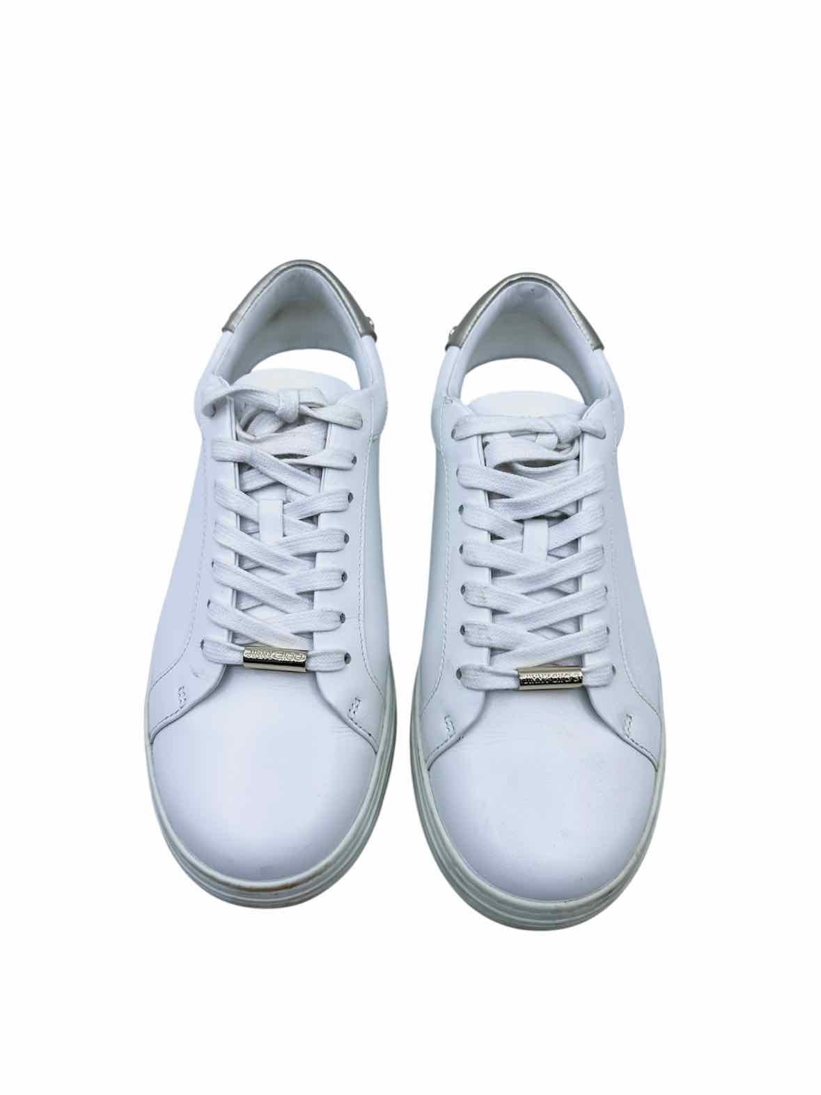 JIMMY CHOO Size 7.5 White Leather Solid Sneakers