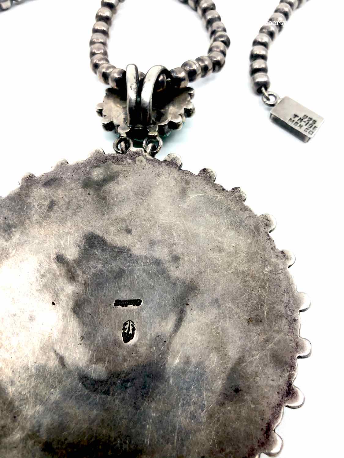 MEXICO 1950's Navajo Sterling Silver Turquoise Necklace