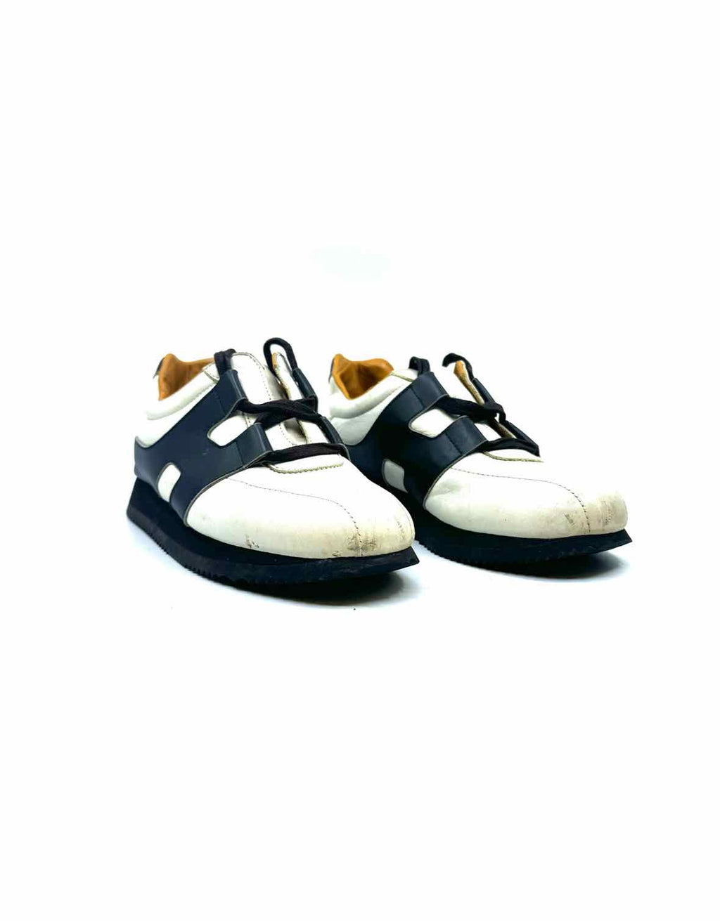 HERMES Size 6 WHITE & BLACK Sneakers