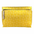 LOEWE Repeat Yellow, White Leather Monogram Clutch