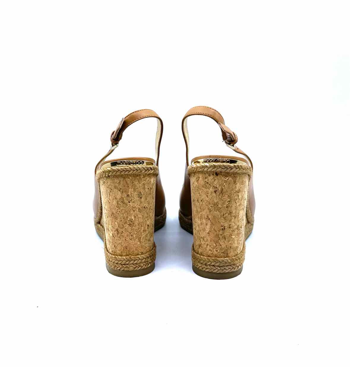 JIMMY CHOO Size 11.5 Camel Leather Solid Wedge