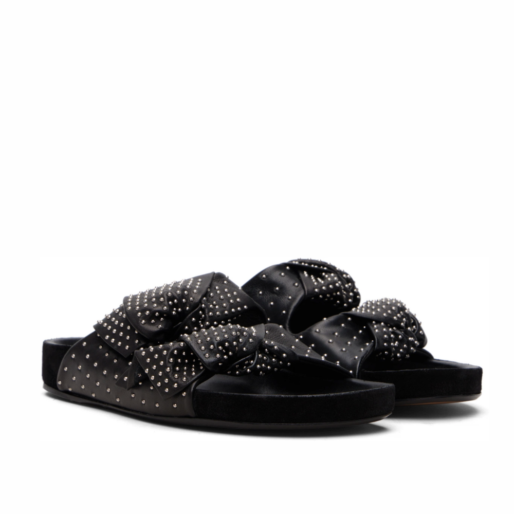 Isabel Marant Lennyo Bow Sandal - Black/Silver