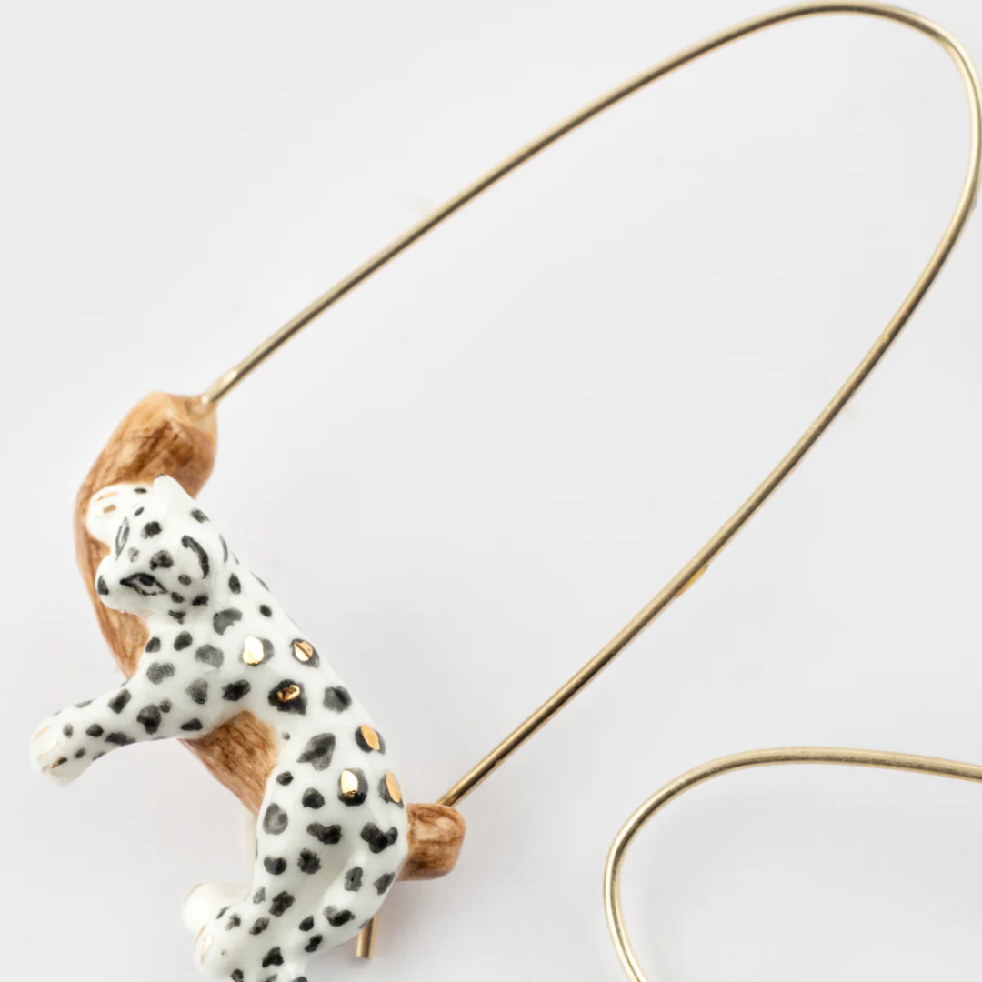 Nach White Leopard Hoop Earrings