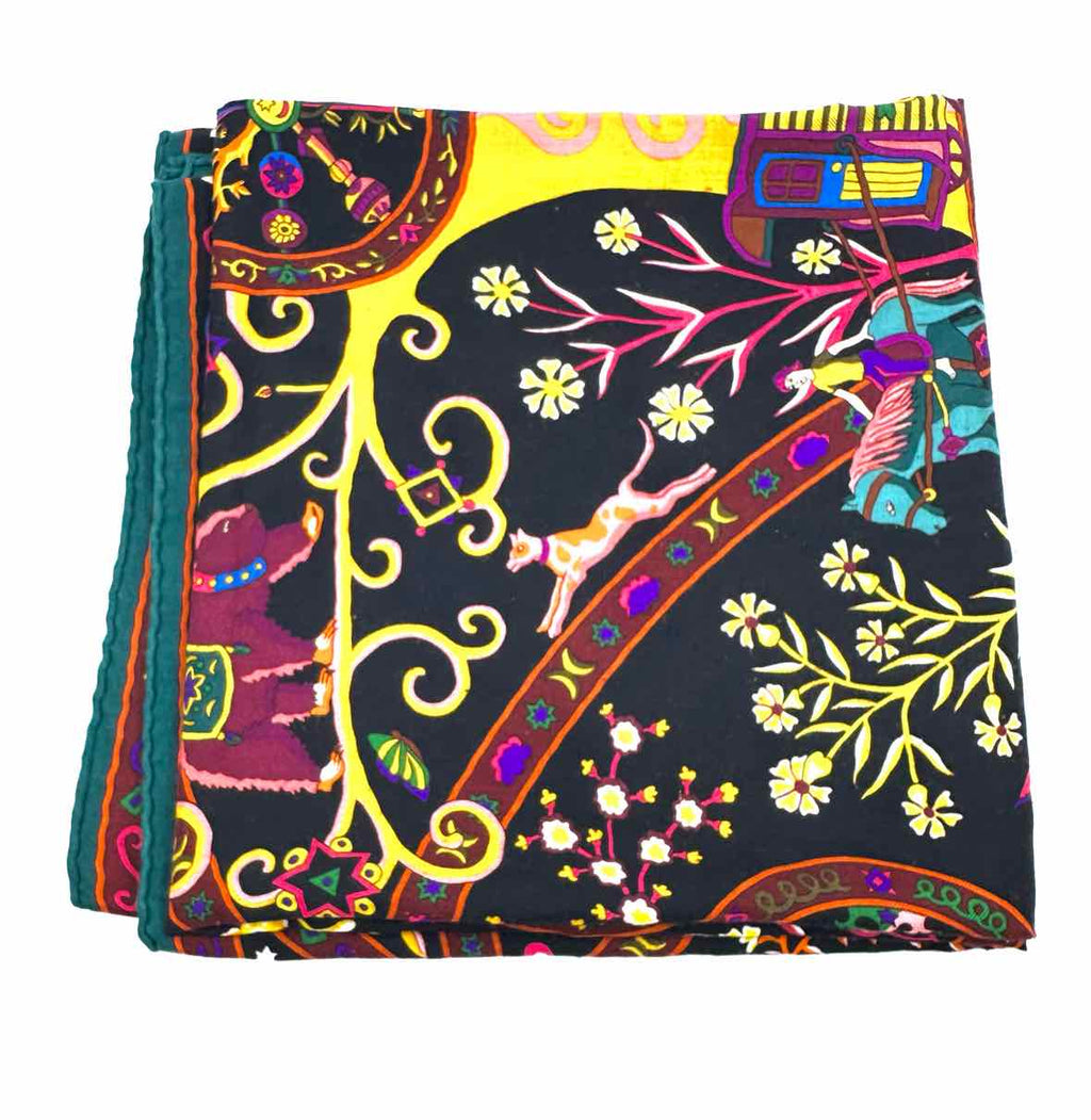 HERMES Multi-Color Square 54" Cashmere Blend Scarf